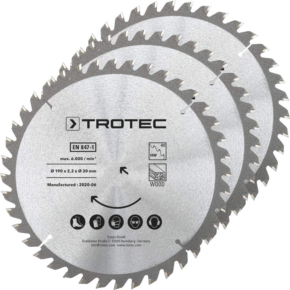trotec-holzkreiss-gebl-tter-set-190-mm-40-z-hne-3-teilig-aus-carbonstahl image 1