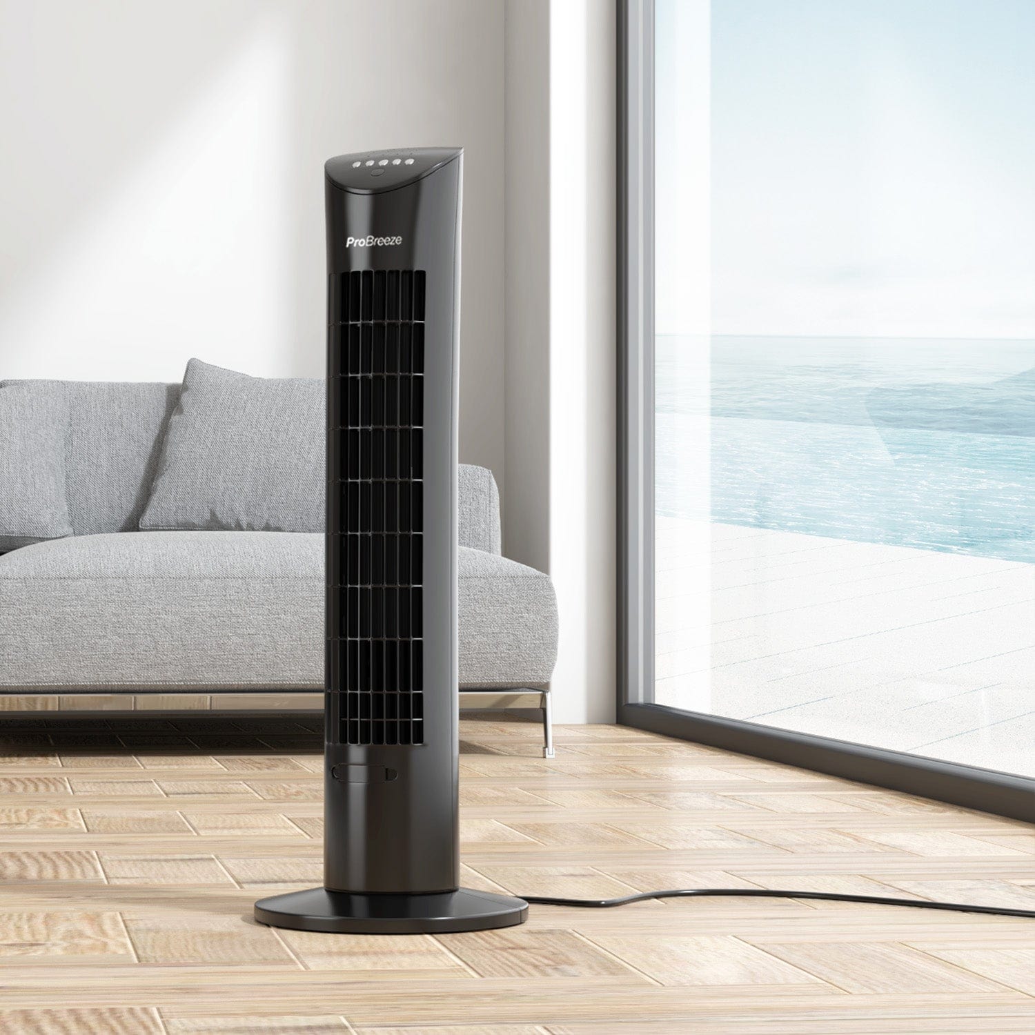 pro-breeze-76-cm-oszillierender-turmventilator-60w-schwarz image 2