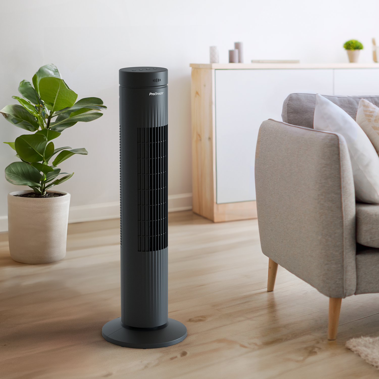pro-breeze-76-cm-oszillierender-turmventilator-mit-touchpanel-schwarz image 2