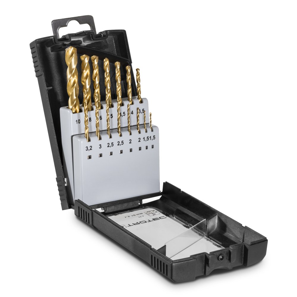 trotec-hss-metallbohrer-set-15-teilig-1-5-10-mm-mit-tin-beschichtung image 1